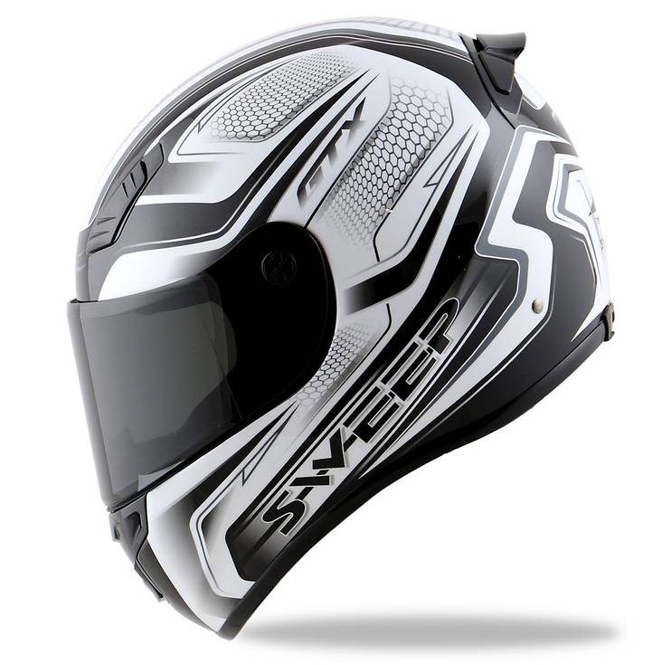 Moottoripyöräkypärä Sweep GTX Magnum, musta/valkoinen - Umpikypärät - SHGTXMA-02-0 - 1