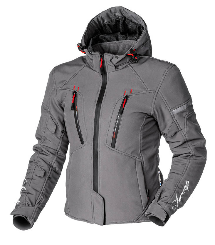 Sweep Flawless naisten softshell ajotakki, harmaa/punainen - MP Ajotakit - TJFLAW-00 - 2
