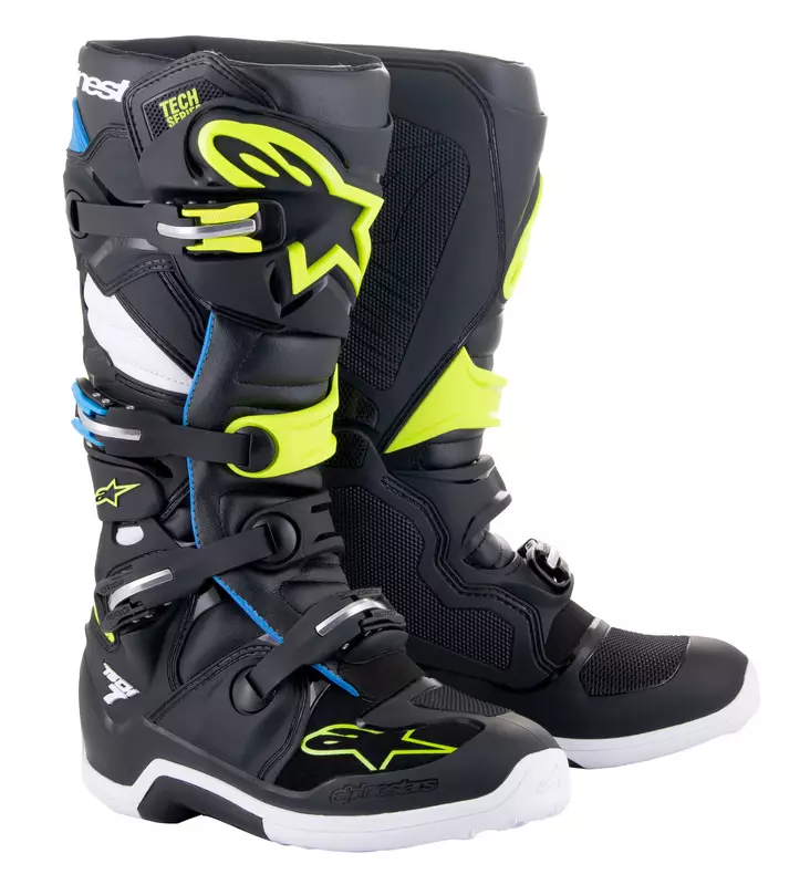 Ajosaappaat Alpinestars Tech 7, musta/sininen/keltainen fluo - Crossikengät - D438410 - 1