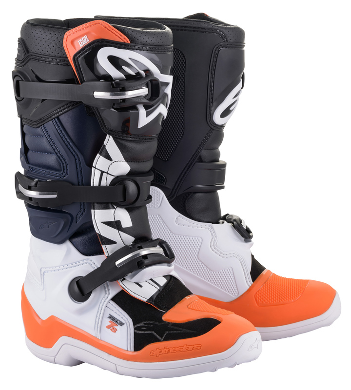 Alpinestars ajosaapas Tech 7s nuorten musta/valkoinen/oranssi fluo - Lasten crossikengät - D372300 - 2