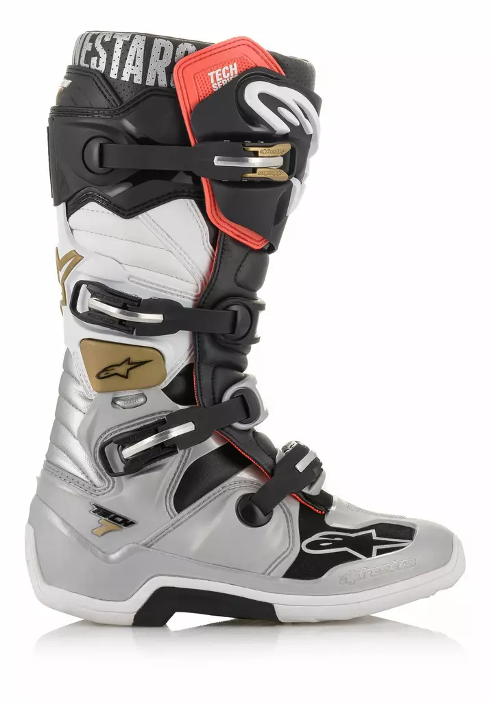 Alpinestars crossisaappaat Tech 7 musta/hopea/valkoinen/kulta - Crossikengät - D279160 - 1