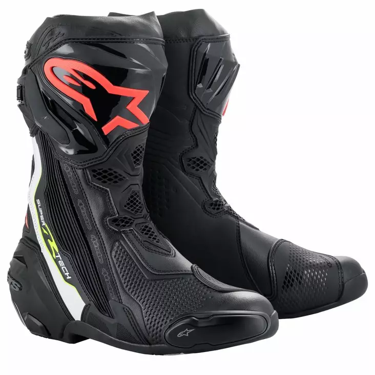 Ajosaapas Alpinestars Supertech R v2, musta/valkoinen/punainen/keltainen - Ajokengät - D412970 - 2