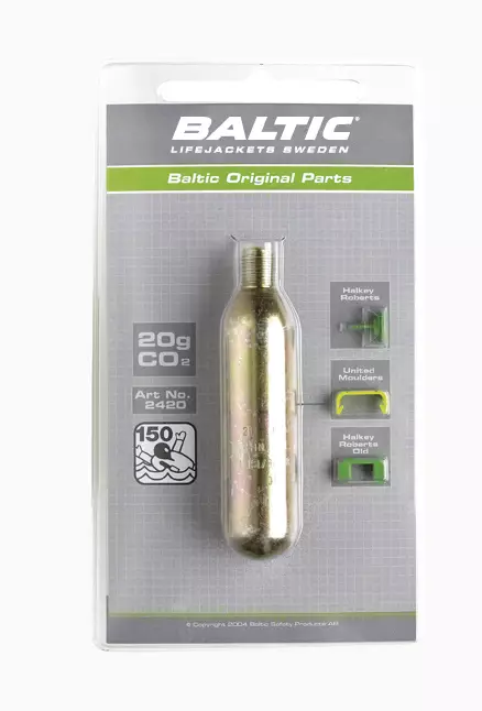 Baltic CO2 patruuna 20g + varmistinnastat - Veneen pelastusliivien varaosat - 128-4-2420 - 1