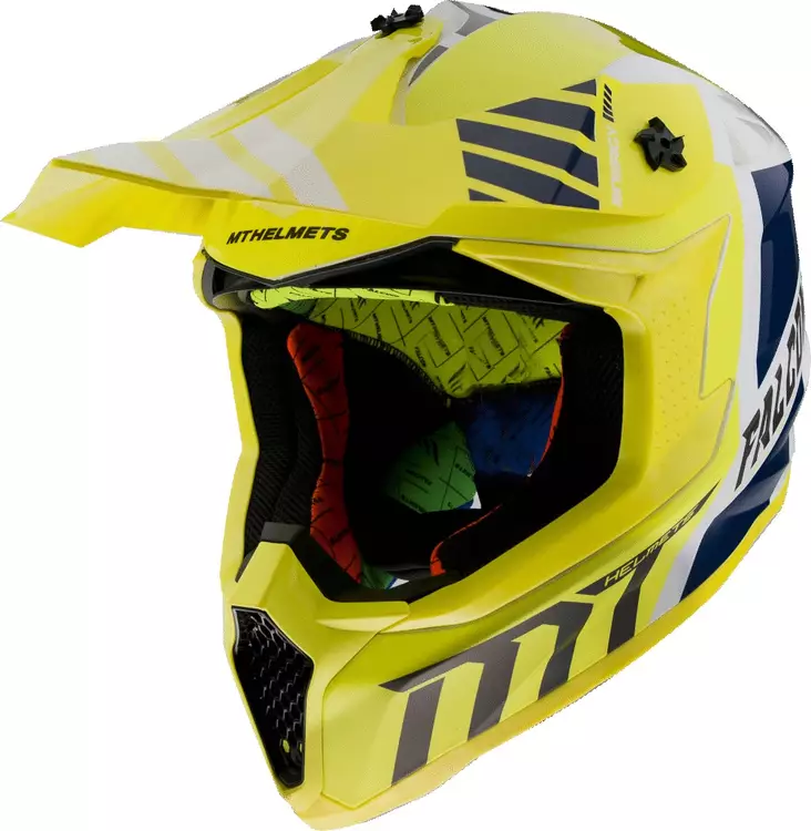 Crossikypärä MT Falcon Warrior A3, keltainen/sininen/valkoinen - Crossikypärät - 1119653030 - 1