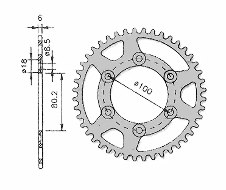 Forte Takaratas, 48 hammasta (420), Ø80mm, Rieju RR, Spike - Mopon takarattaat - 27-73840 - 1