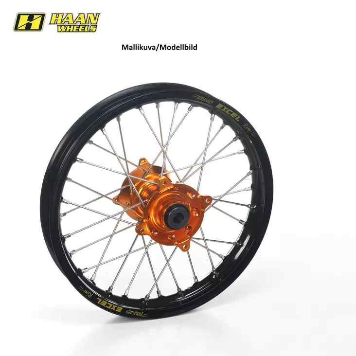 Haan wheel SX65 16- REAR 12-1,60 BLACK RIM/ORANGE HUB - Crossipyörän takapyörät - 540-13210-1310 - 1