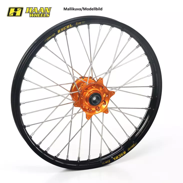 Haan wheel SX85 12- 19-1,40 BLACK RIM/ORANGE HUB - Crossipyörän vannesarjat - 540-13311-4310 - 1