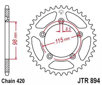 JT Takaratas Alumiini 7075 T6 Musta JTA894.46BLK - Crossipyörän takarattaat - 274-A894-46-0 - 1