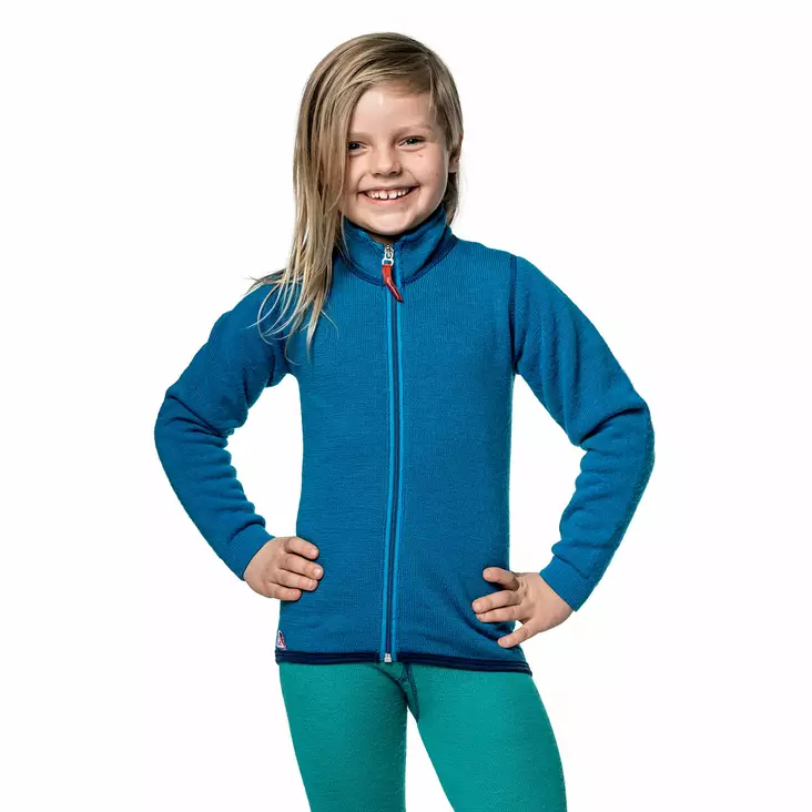 Lasten alustakki Woolpower Full Zip 400 Dolphin Blue, sininen - Alusasut ja kerrastot - 582-32348402-0 - 1