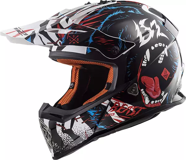 LS2 Kypärä MX437 BEAST musta valk. - Crossikypärät - 636-8055-0 - 2