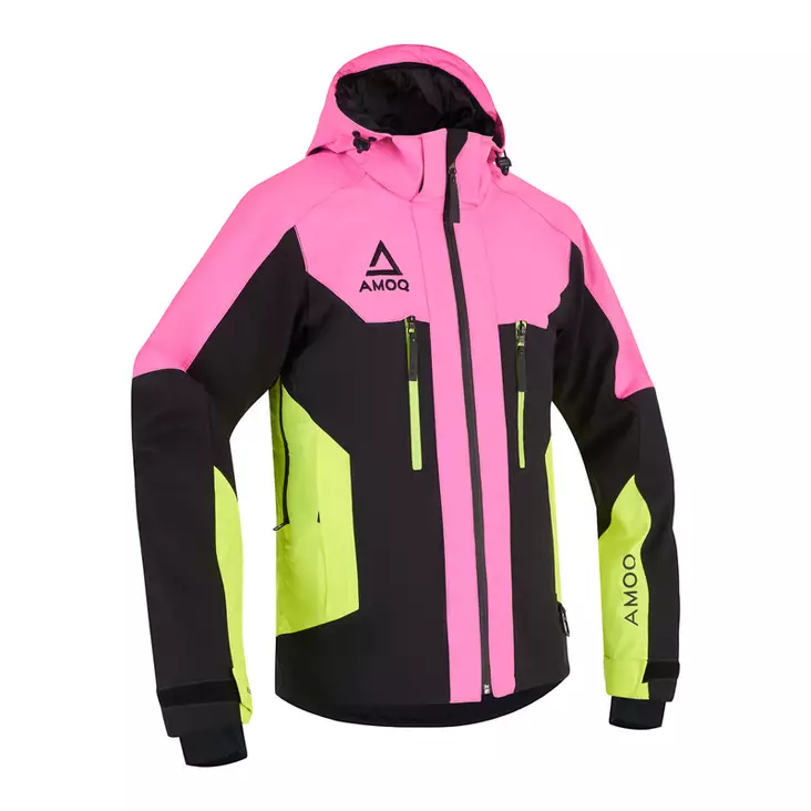 Naisten kelkkatakki AMOQ Aspect, pinkki/musta/keltainen - Kelkkatakit - 645-23050364-0 - 1