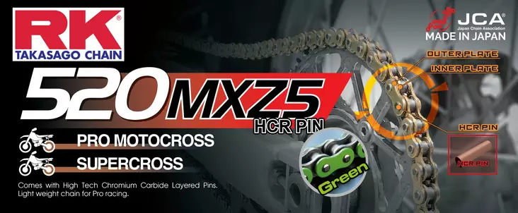 RK MM520MXZ5 Offroad Pro ketju Vihreä +C - Moottoripyörän ketjut - 282-520164-120 - 1