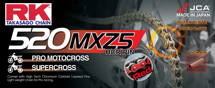 RK RR520MXZ5 Offroad Pro ketju Punainen - Moottoripyörän ketjut - 282-520162-120 - 1