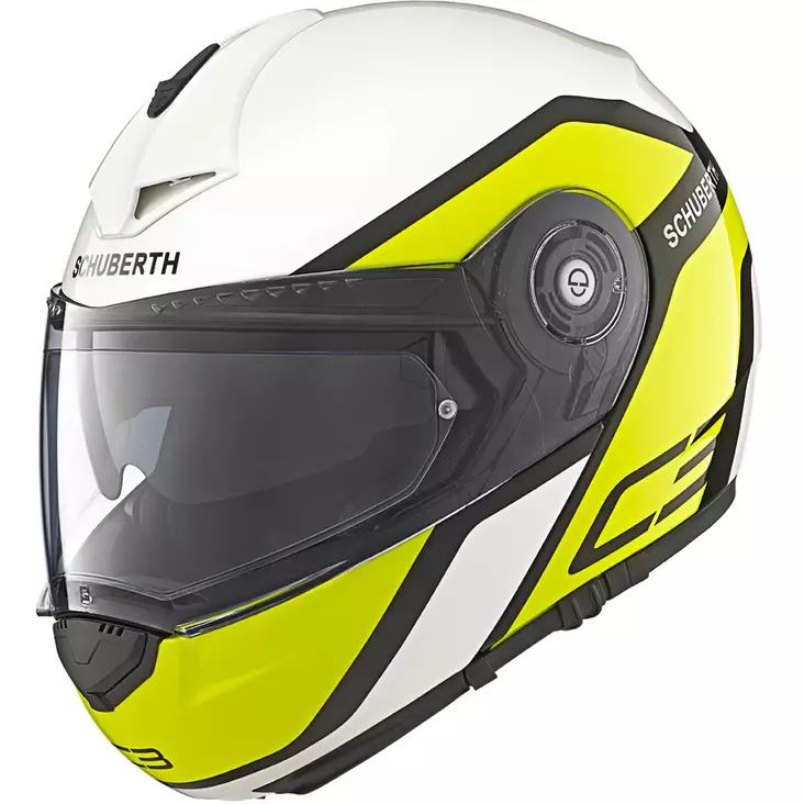 Schuberth C3 Pro avattava mp-kypärä, valkoinen/keltainen - Avattavat- ja avokypärät - 51-1601-0 - 1