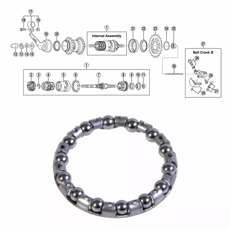 Shimano 3-v (sg-3c40/41), kuulakehä l - Polkupyörän takanapa Shimano 3-v - 64330 - 1