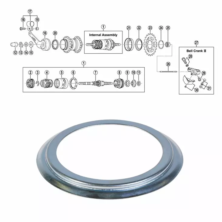 Shimano 3-v (sg-3c40/41), pölysuoja b oikea - Polkupyörän takanapa Shimano 3-v - 64340 - 1
