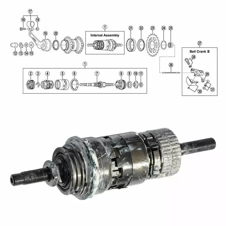Shimano 3-v (sg-3c41), sisäkokoonpanosarja - Polkupyörän takanapa Shimano 3-v - 64300 - 1