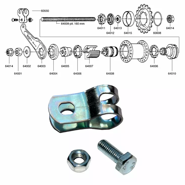 Shimano/torpedo/favorit, jarruvarren pidin - Polkupyörän takanapa Shimano 1-v - 60550 - 1