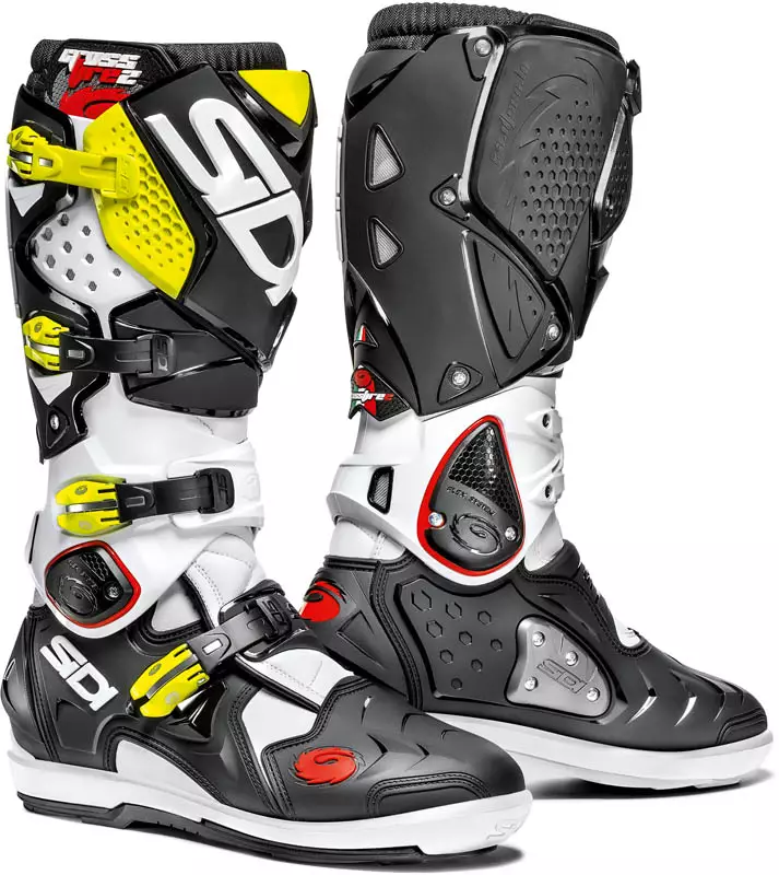 SIDI CROSSFIRE 2 SRS MX saapas Valko/Musta/Keltainen - Crossikengät - 655-6008-40 - 1