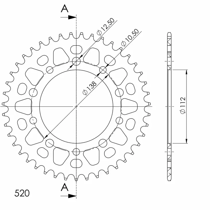 Supersprox Alu Rear sprocket HO/YA Black 42 - Moottoripyörän takarattaat - 27-3-1303-42-0 - 0