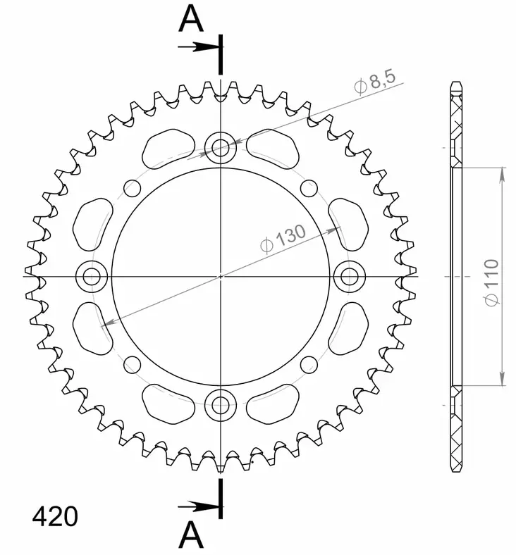 Supersprox Alu Takaratas KA/SU KX65 00-/RM65 03-05 Musta 47 - Moottoripyörän takarattaat - 27-3-455-47-0 - 1