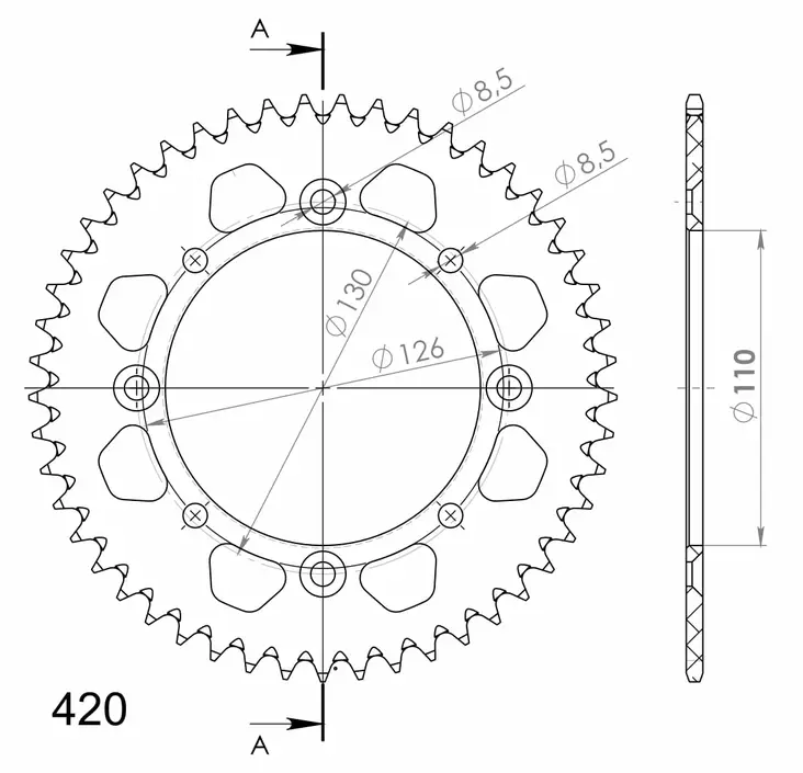 Supersprox Alu Takaratas KA/SU KX65 00-/RM65 03-05 Musta 48 - Moottoripyörän takarattaat - 27-3-455-48-0 - 1