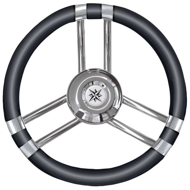 Osculati Steer.wheel C SS/black 350mm - Veneen ohjauspyörät - M45-137-01 - 1