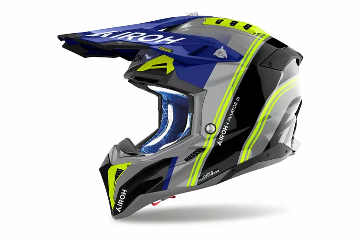 MP-kypärä Airoh Aviator 3 Hima, kiiltävä sininen - Crossikypärät - 57-25001 - 1