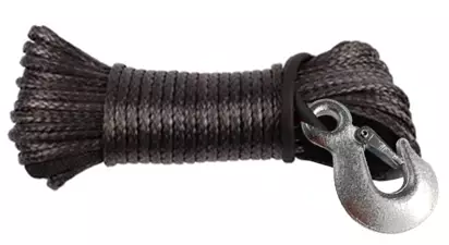 Bronco Synteettinen köysi koukullaI 6.0mm x 20m musta murtolujuus 5000kg - Mönkijän vinssin köydet ja vaijerit - 73-12161 - 1