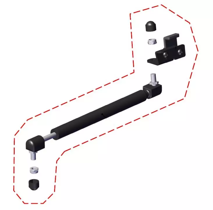 DFK Oven Kaasusylinteri täydellinen Vasen Can-Am Traxter - DFK lämpöhyttien varaosat - 723-52S03U05-40M01 - 1