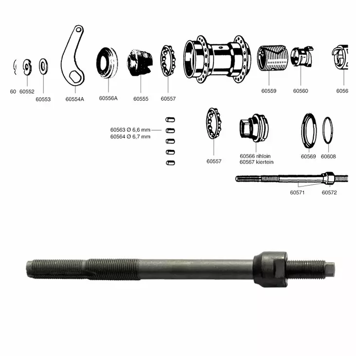Favorit 1-v, akseli kartiolla - Polkupyörän takanapa Favorit 1-v - 60571 - 1