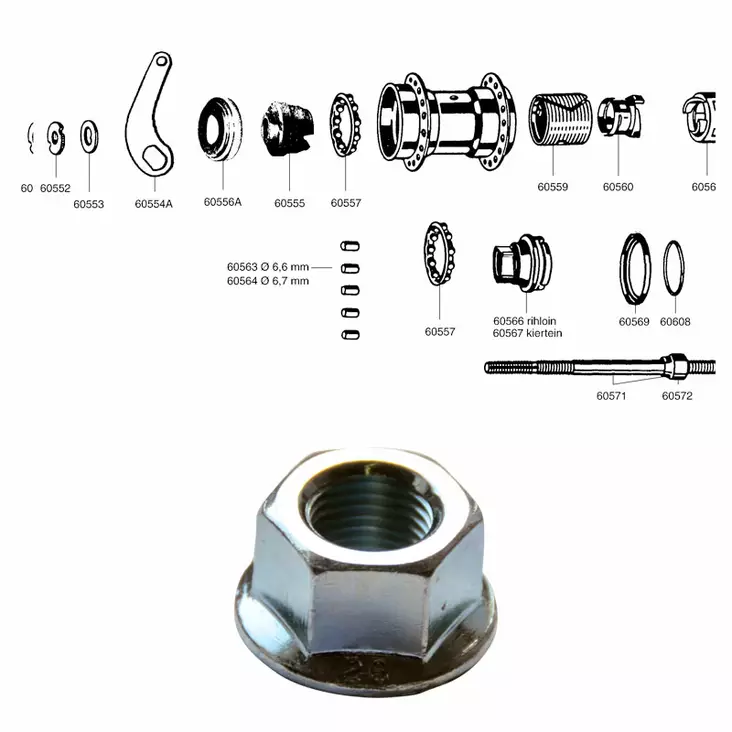 Favorit 1-v, avomutteri 3/8" - Polkupyörän takanapa Favorit 1-v - 60551 - 1