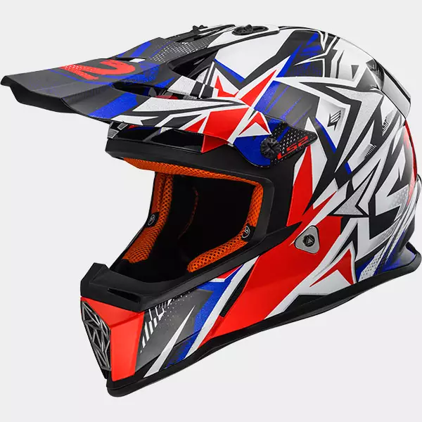 LS2 Kypärä MX437 STRONG valkoinen/sin./punainen - Crossikypärät - 636-7042-1 - 2