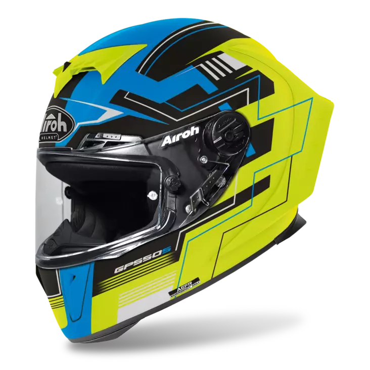 Moottoripyöräkypärä Airoh GP 550 S Challenge, mattasininen/keltainen - Umpikypärät - 57-2241 - 1