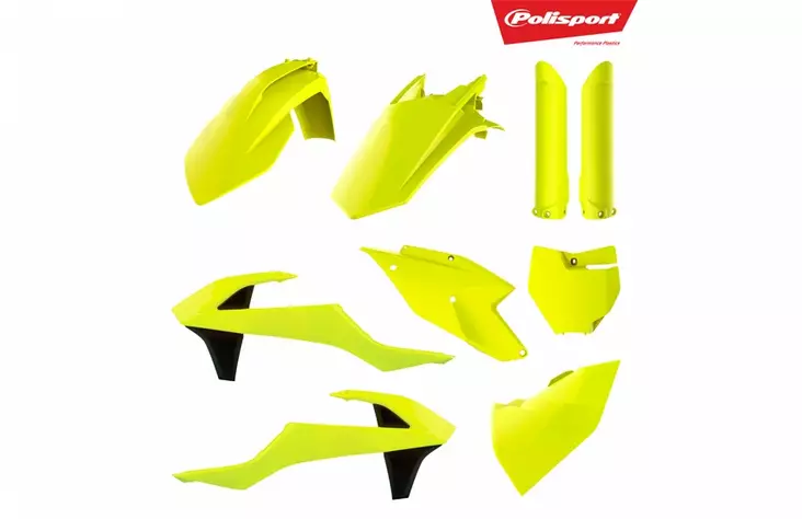 Polisport plastic kit TC125/250, FC250/350/450 16-18 Flo yellow - Crossipyörän muovisarjat - 178-90741 - 1