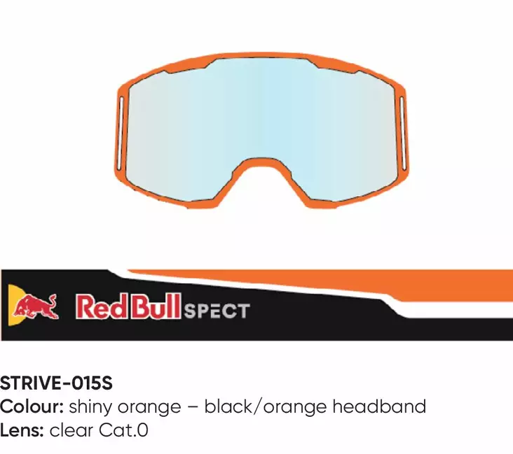 Spect Red Bull Strive MX Goggles Single lens Black/Orange clear - Ajolasien linssit - 674-220111 - 0