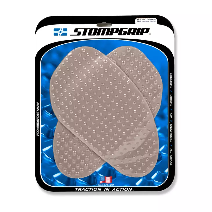 Stompgrip Universal Large Street Bike Tank Grips - Volcano : Clear - Moottoripyörän tankinsuojat - 296-5010-0001 - 2