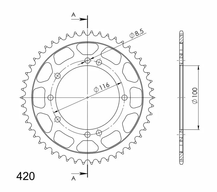 Supersprox Teräs takaratas KA KX80/85 Musta 51 - Moottoripyörän takarattaat - 27-2-457-51 - 1