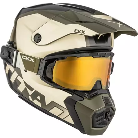 CKX Kypärä Titan AMS Nunavut Beige/Vihreä Matta + Ajolasit - Kelkkakypärät - 58-27002 - 1
