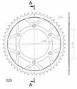 Supersprox Rear Sprocket Steel RFE-8000:52 - Moottoripyörän takarattaat - 27-2-8000-52 - 0