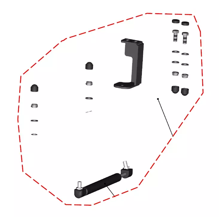 DFK Kaasujousi sis. kiinnityssarja Oikea - DFK lämpöhyttien varaosat - 723-32S09U02-50M02 - 1