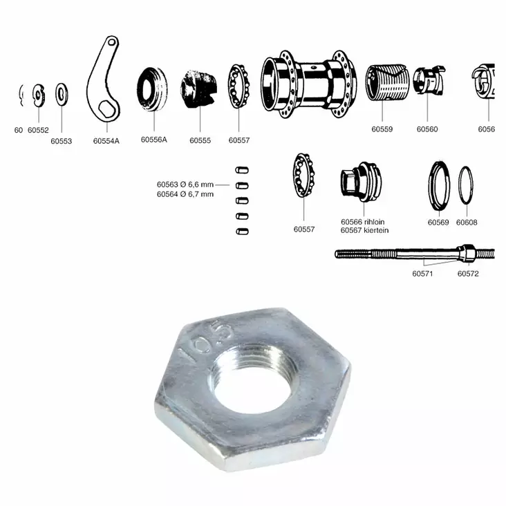 Favorit 1-v, vastamutteri - Polkupyörän takanapa Favorit 1-v - 60552 - 1