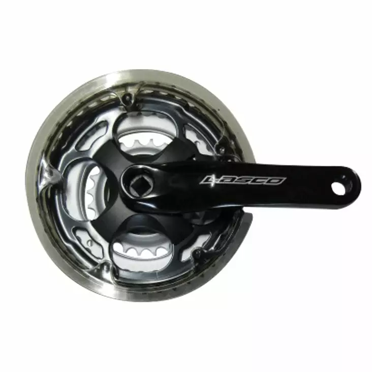 Kampipari LASCO 42/34/24, 152mm alu, nelikantti, 118mm patukka, ketjusuoja,musta - Polkupyörän kampiparit - 60322 - 1