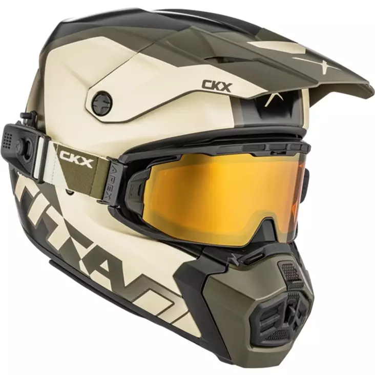 CKX Kypärä Titan AMS Nunavut Beige/Vihreä Matta + Ajolasit - Kelkkakypärät - 58-27002 - 1