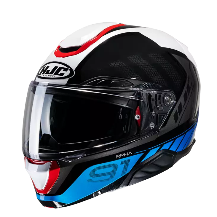 Moottoripyöräkypärä HJC RPHA 91 Rafino, valkoinen/musta/sininen MC21 - Avattavat- ja avokypärät - 630-23042 - 2