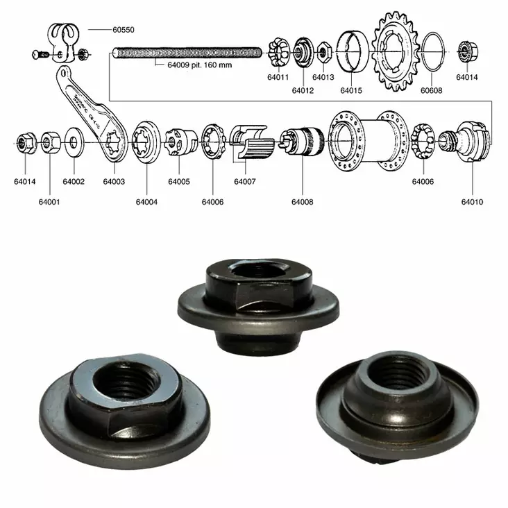 Shimano 1-v (cb-e110), kartio pölysuojalla - Polkupyörän takanapa Shimano 1-v - 64012 - 1
