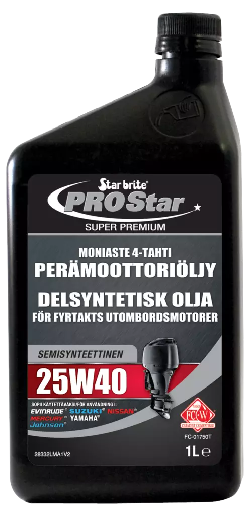 Star brite Moniaste 4-tahti 25W40 Perämoot.öljy synt. 1 L - Veneen huoltotuotteet - 136-28332 - 1