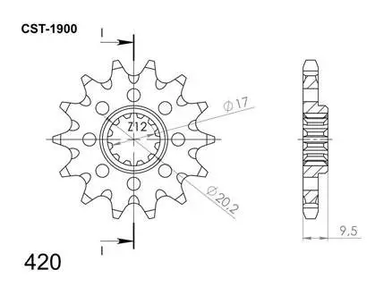 Supersprox Front Sprocket KTM SX65 98- z12 - Moottoripyörän eturattaat - 27-1-1900-12 - 1