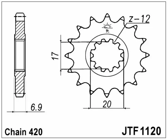 Tec-X Eturatas, 12, Minarelli AM6 - Mopon eturattaat - 27-0085-12 - 1