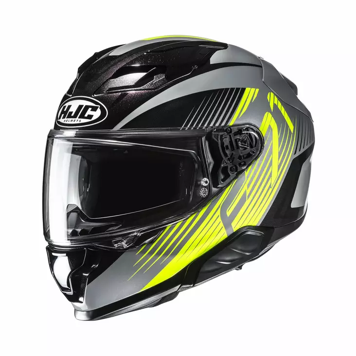HJC kypärä F71 Catos, musta/harmaa/fluo keltainen MC3H - Umpikypärät - 630-26583 - 1
